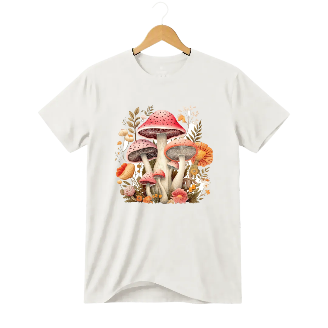 Camiseta Cogumelo Rosa do Campo