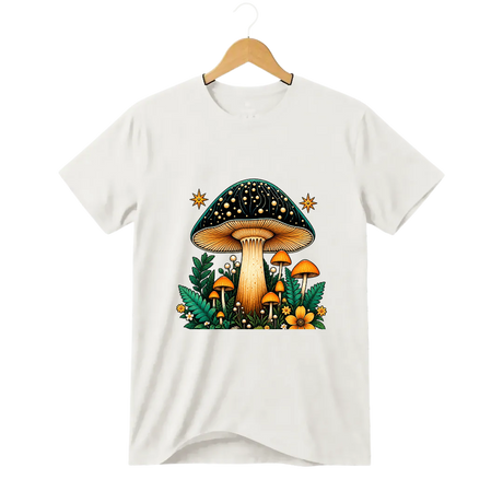 Camiseta Cogumelo Sob o Mesmo Chapéu