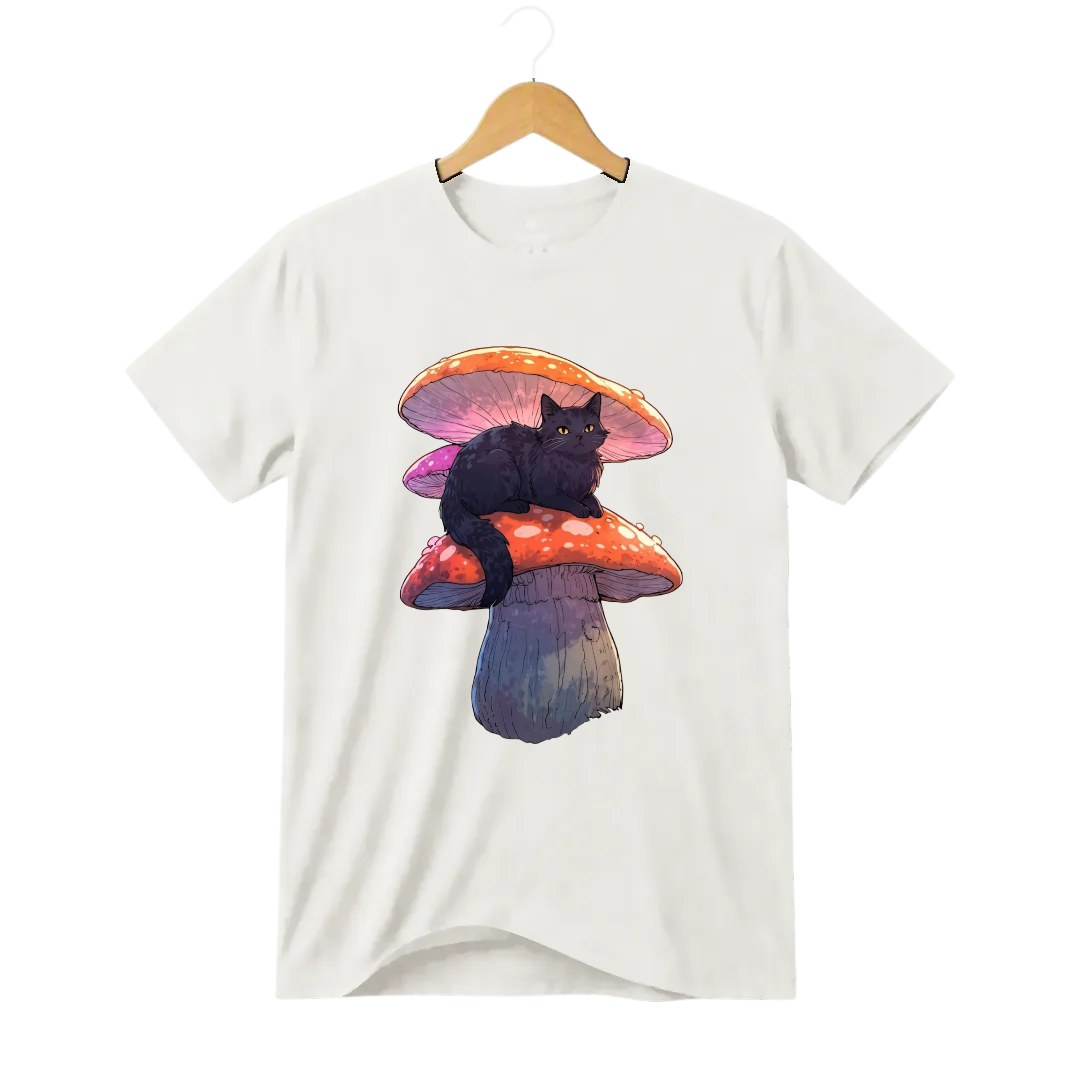 Camiseta Gato Guardião Cogumelo