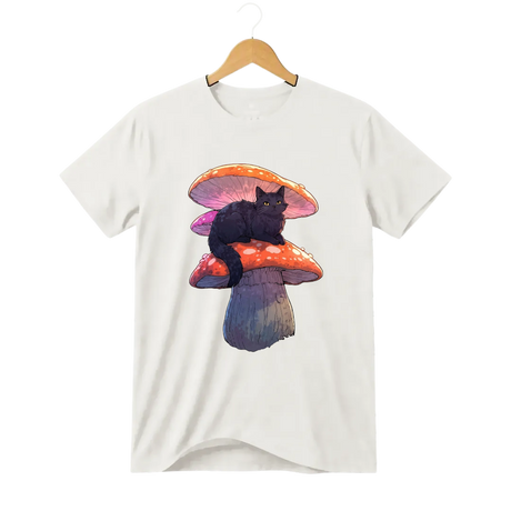 Camiseta Gato Guardião Cogumelo