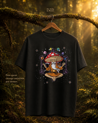 Camiseta Budda Cogumelo e Universos