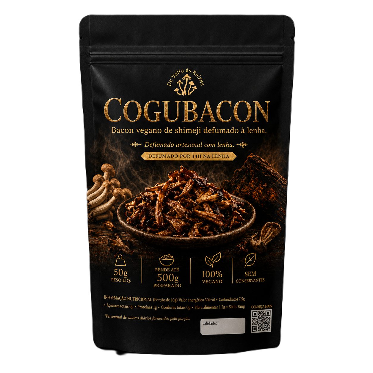 Cogubacon – Bacon Vegano de Shimeji Defumado à Lenha 50g