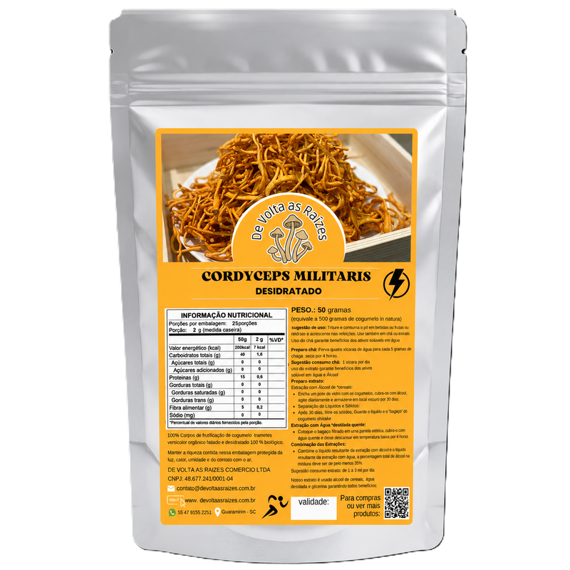 Cogumelo Cordyceps militaris Desidratado 50 g