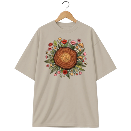 Camiseta Oversized Cogumelo Anéis do Tempo