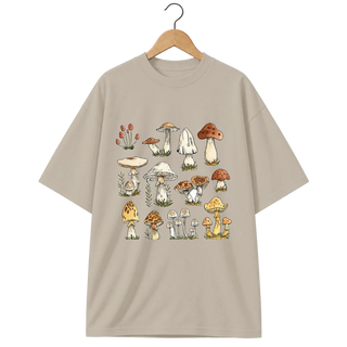 Camiseta Oversized Cogumelo Aquarela Terrosa