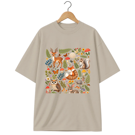 Camiseta Oversized Cogumelo Bichos da Mata