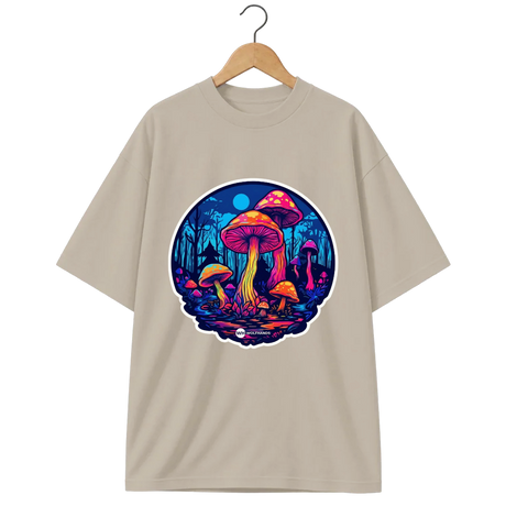 Camiseta Oversized Cogumelos do Bosque Fluorescente