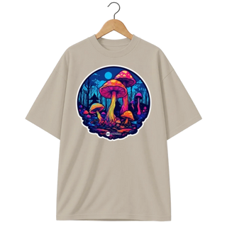 Camiseta Oversized Cogumelos do Bosque Fluorescente