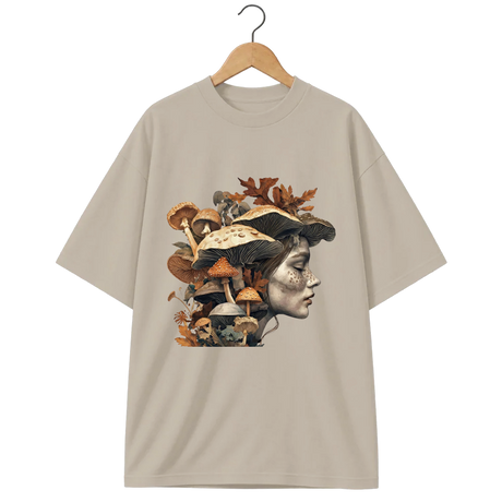 Camiseta Oversized Cogumelo Cabeça de Outono