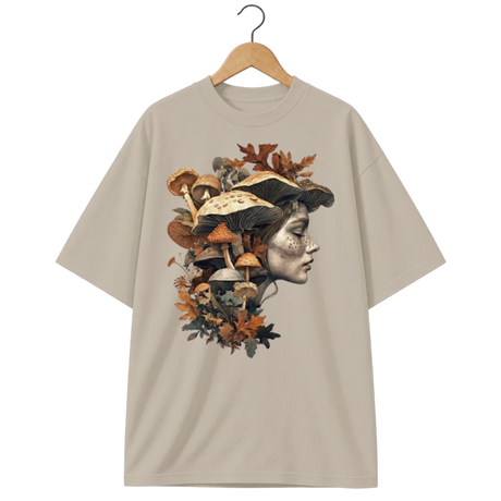 Camiseta Oversized Cogumelo Cabeça de Outono