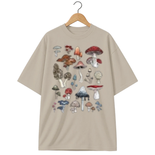 Camiseta Oversized Catálogo de Cogumelos da Floresta