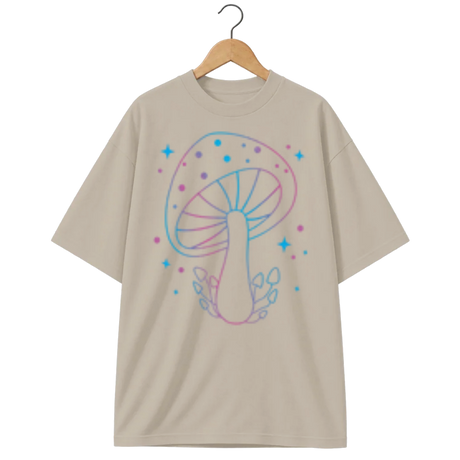 Camiseta Oversized Cogumelo Luz da Escuridão