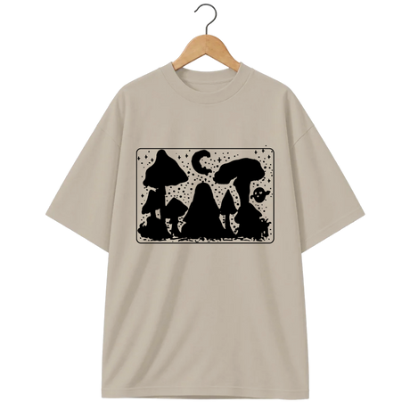 Camiseta Oversized Cogumelos Fantasmas