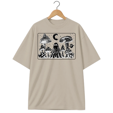 Camiseta Oversized Cogumelos Fantasmas