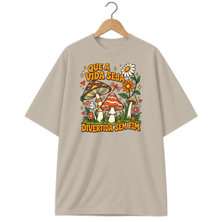 Camiseta Oversized Cogumelo Divertida Sem Fim