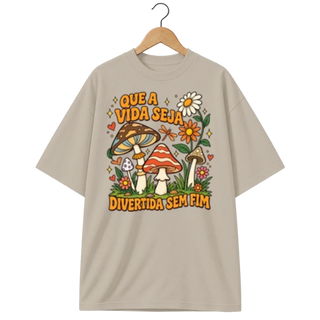 Camiseta Oversized Cogumelo Divertida Sem Fim