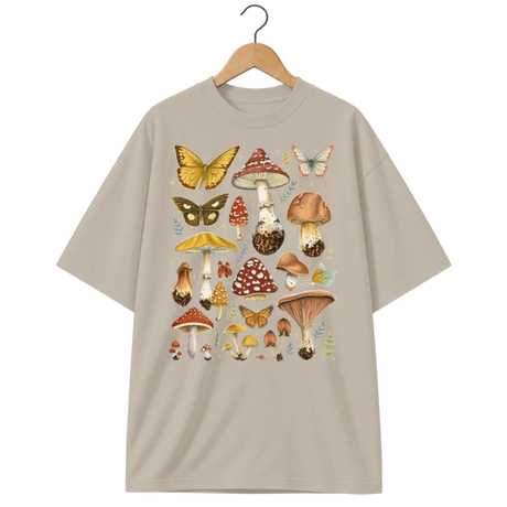 Camiseta Oversized Cogumelo Gaveta do Naturalista