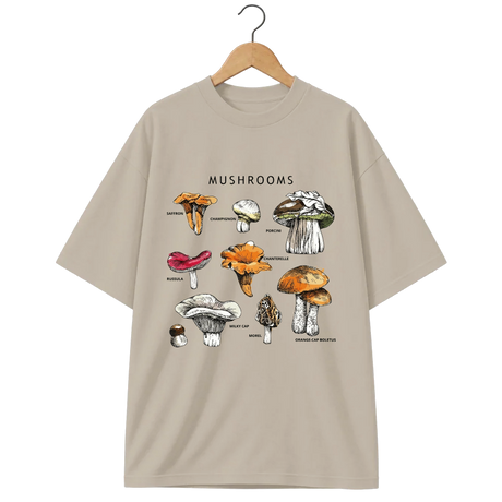 Camiseta Oversized Guia de Cogumelos
