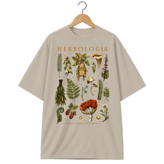 Camiseta Oversized Herbologia e Cogumelos