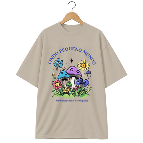 Camiseta Oversized Cogumelo Lindo Pequeno Mundo