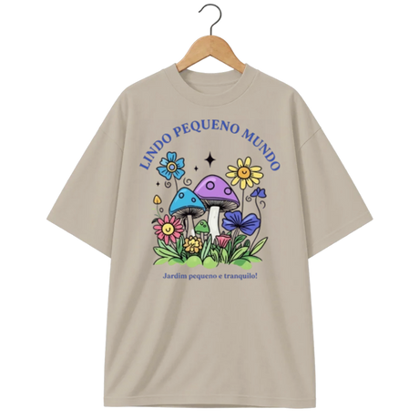 Camiseta Oversized Cogumelo Lindo Pequeno Mundo