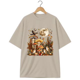 Camiseta Oversized Cogumelo Lua Cheia no Bosque