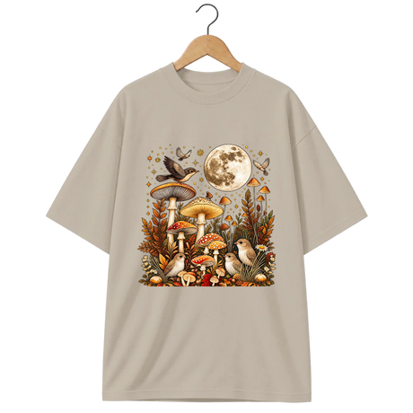 Camiseta Oversized Cogumelo Lua Cheia no Bosque