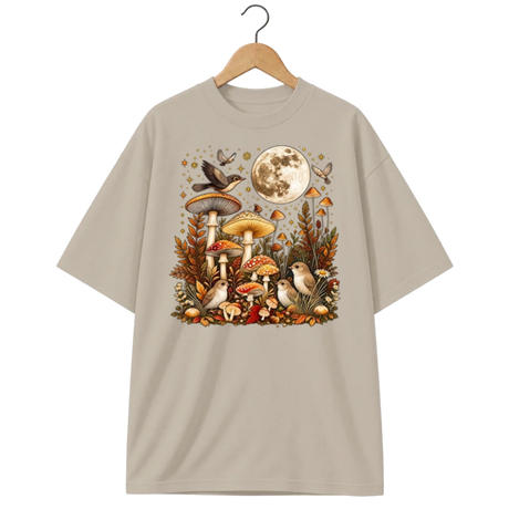 Camiseta Oversized Cogumelo Lua Cheia no Bosque