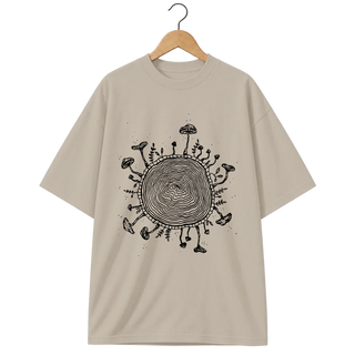 Camiseta Oversized Cogumelo Micélio Círculo da Vida
