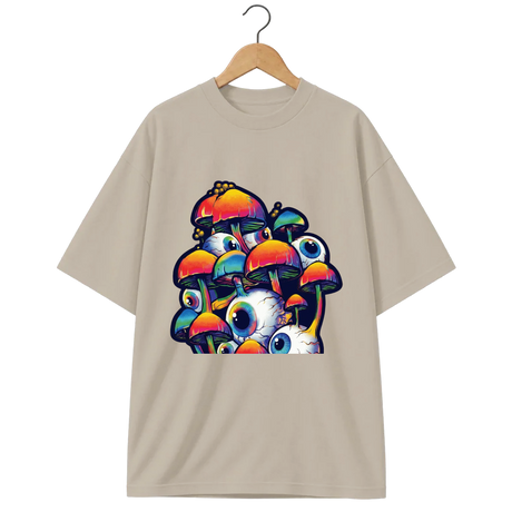 Camiseta Oversized Cogumelo O Bosque Observa