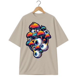 Camiseta Oversized Cogumelo O Bosque Observa