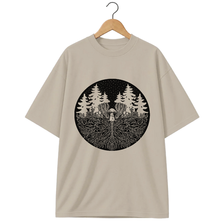 Camiseta Oversized Cogumelo O Que Está Embaixo
