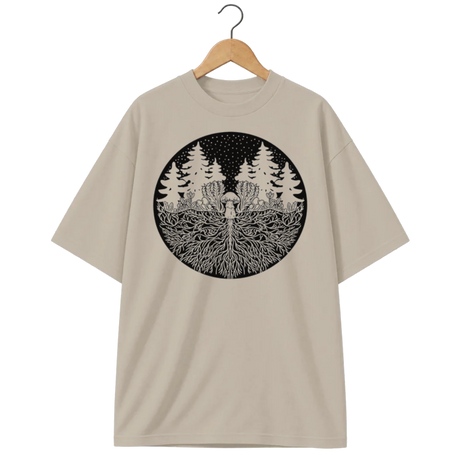 Camiseta Oversized Cogumelo O Que Está Embaixo
