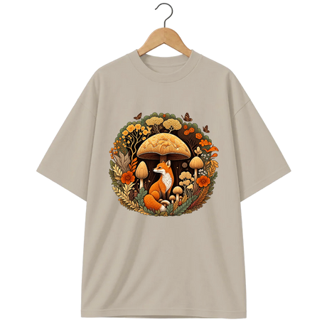 Camiseta Oversized Cogumelo Raposa da Clareira