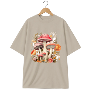 Camiseta Oversized Cogumelo Rosa do Campo