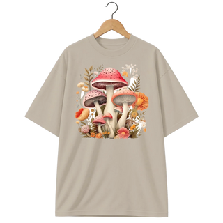 Camiseta Oversized Cogumelo Rosa do Campo