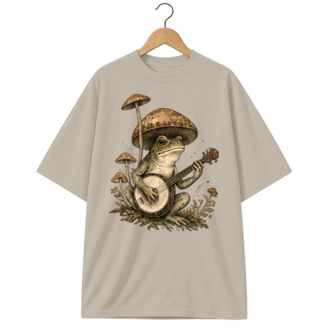 Camiseta Oversized Cogumelo Sapo Banjo Micológico