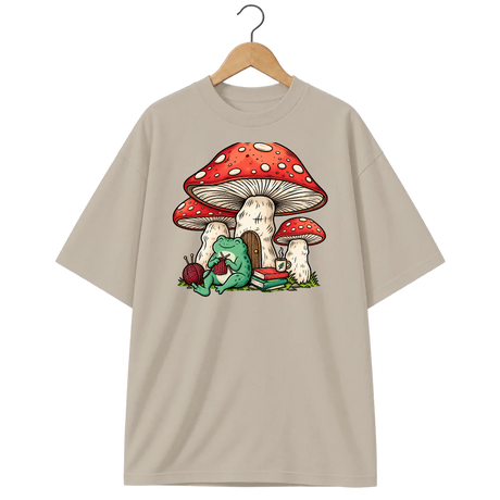 Camiseta Oversized Cogumelo Sapo Tricoteiro