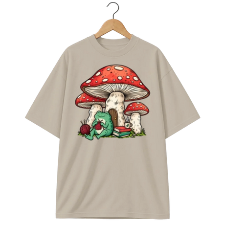 Camiseta Oversized Cogumelo Sapo Tricoteiro