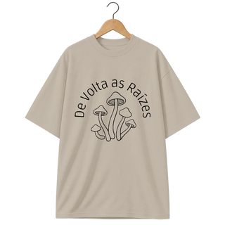 Camiseta Oversized Cogumelo Selo De Volta às Raízes