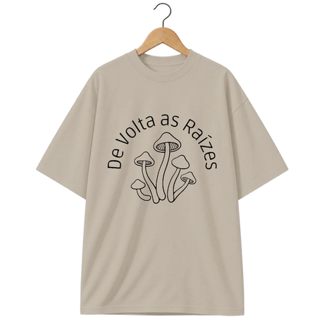 Camiseta Oversized Cogumelo Selo De Volta às Raízes