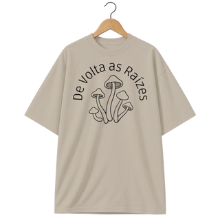 Camiseta Oversized Cogumelo Selo De Volta às Raízes