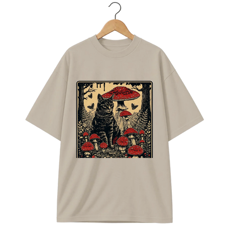 Camiseta Oversized Cogumelo Vigília do Gato