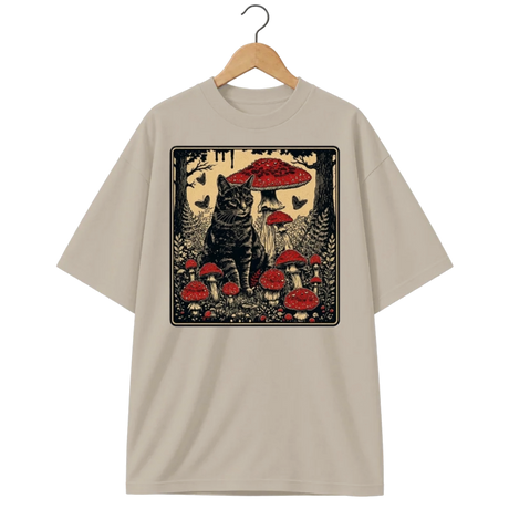 Camiseta Oversized Cogumelo Vigília do Gato