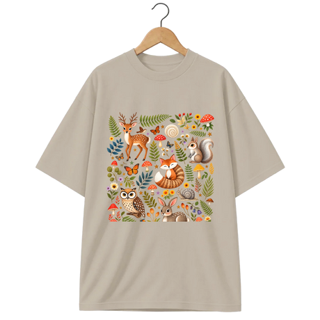 Camiseta Oversized Cogumelo Vizinhos de Floresta