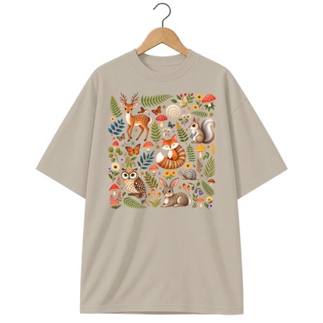 Camiseta Oversized Cogumelo Vizinhos de Floresta