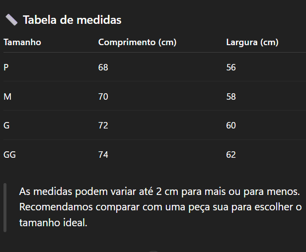 Informações importantes