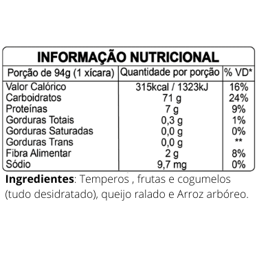 nutricional risoto