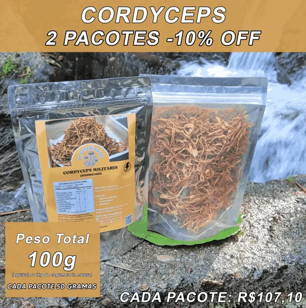 Cogumelo Cordyceps Militaris fatiado Desidratado